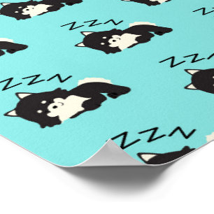 Poster Chien Pomeranian Endormi Amoureux des Animaux ZZZ 