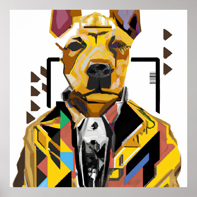 Poster Chien portant un costume : Art numérique (Devant)