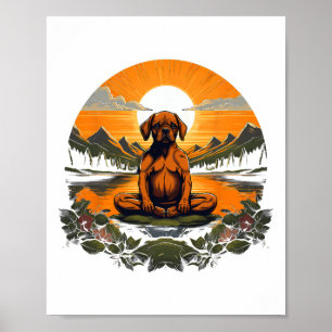 Poster Chien Puggle Méditation Yoga Hommes Femmes Filles