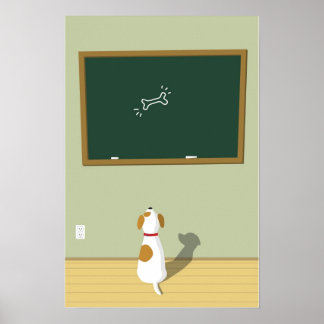 Poster Chien regardant la planche à craie