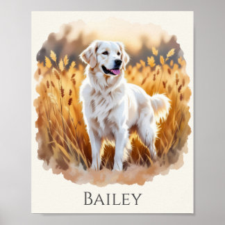 Poster Chien Retriever doré blanc