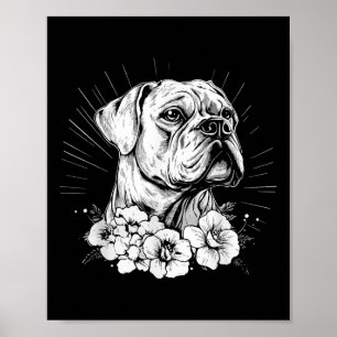 Poster Chien rétro, boîte à tambour style tatouage