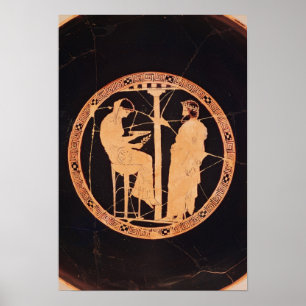 Poster Chien rouge d'Athènes kylix représentant Aegeus