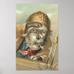 Poster Chien salé vintage