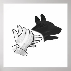 Poster Chien Silhouette main