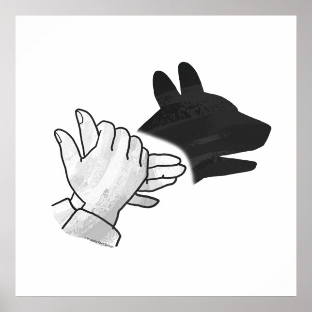 Poster Chien Silhouette main (Devant)