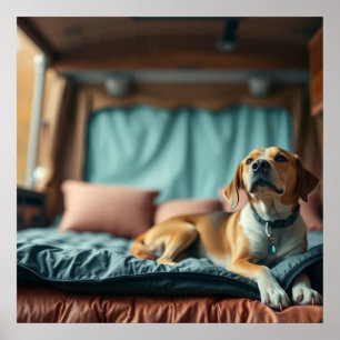 Poster Chien sur Lit