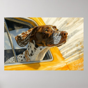 Poster Chien tacheté sur l'art de rouler en voiture Impri