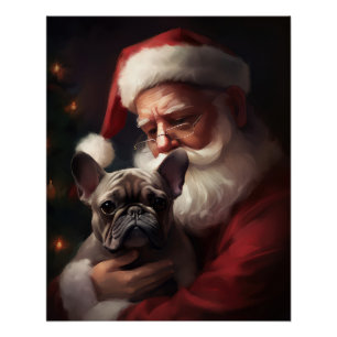 Poster Chien-taureau français avec Noël Festif du Père No