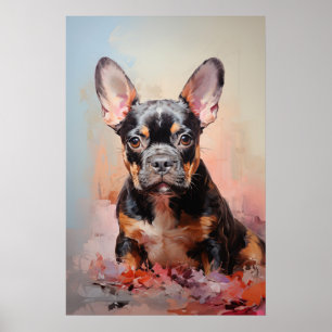 Poster Chien-taureau français noir et chiot tan