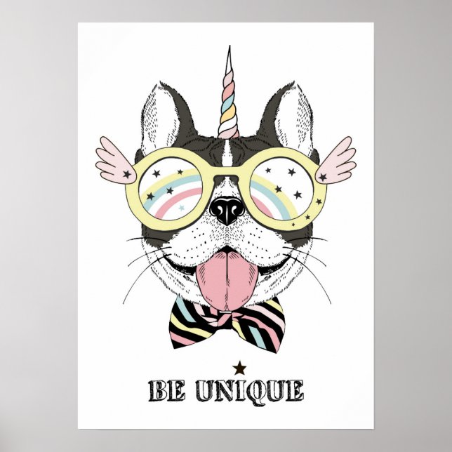 Poster Chien-taureau français Unicorn (Devant)