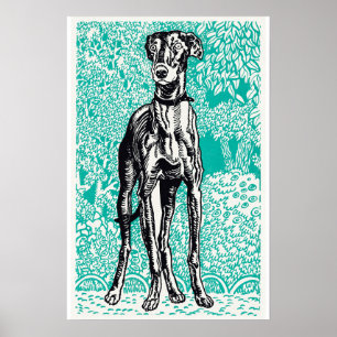 Poster Chien vintage Greyhound (1912) par Moriz Jung