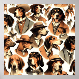 Poster Chien vintage sans soudure