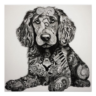 Poster Chien Zentangle