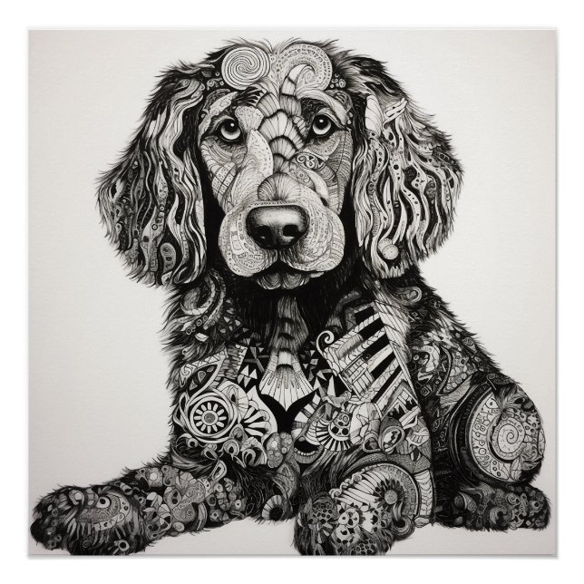 Poster Chien Zentangle (Devant)