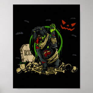 Poster Chien zombie bouledogue Chien zombie drôle Hallowe