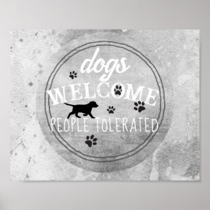 Poster chiens accueillent les gens tolérés gris et blanc
