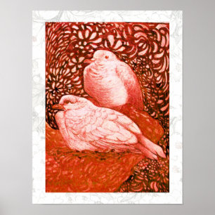 POSTER CHIENS BLANCS EN ROUGE