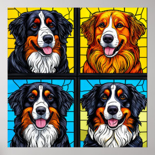 Poster Chiens colorés Art de verre teinté