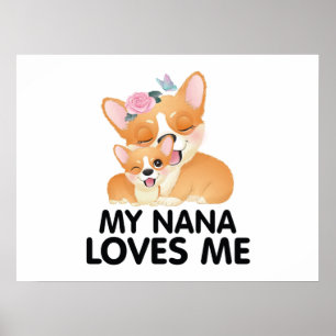 Poster Chiens Corgi Mignons - Ma Nana M'aime