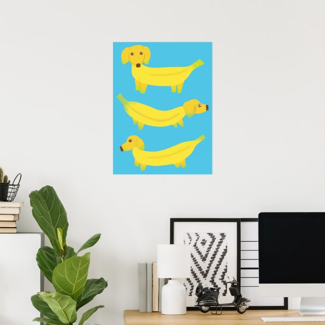 Poster Chiens de banane jaune mignon (Bureau à domicile)