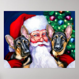 Poster Chiens de berger allemands Santas B&T