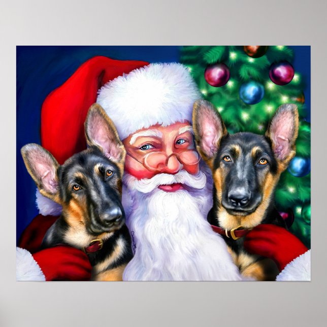 Poster Chiens de berger allemands Santas B&T (Devant)