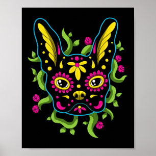 Poster Chiens De Bulldog Calavera Dia De Los Muertos