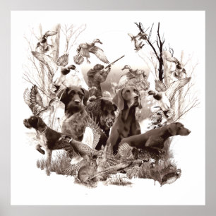 Poster Chiens de chasse, Chiens d'armes, saison de chasse