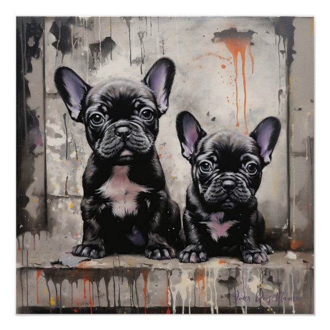 Poster Chiens de chiot français amical Bulldog 003 - Raim (Devant)