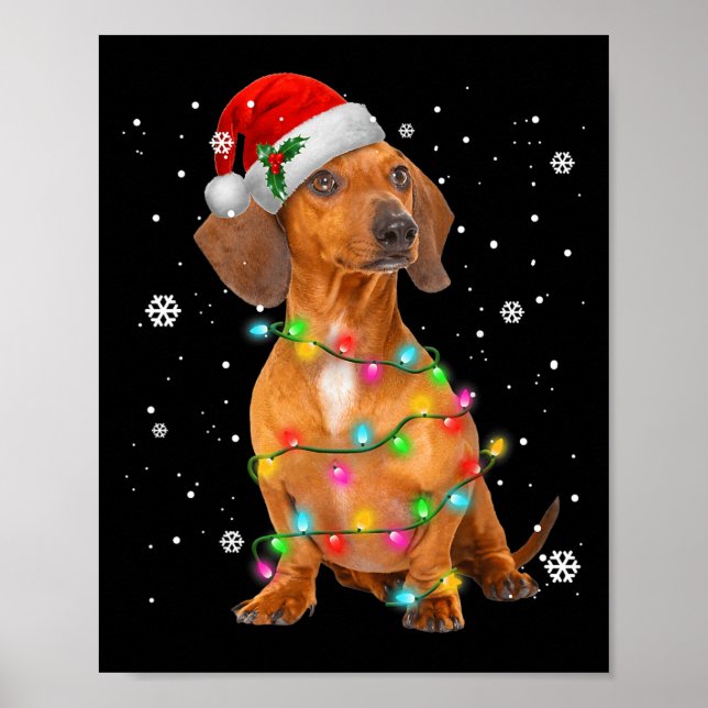 Poster Chiens de Dachshund Arbre Noël Chandail Noël Noël  (Devant)