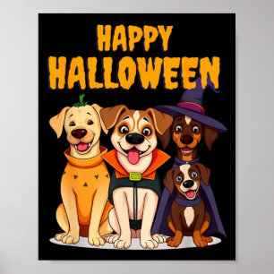Poster Chiens de Halloween mignons drôles - Design unique