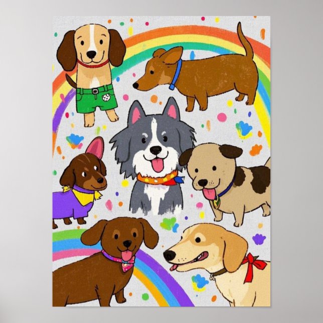 Poster Chiens de jeu Petits chiens (Devant)