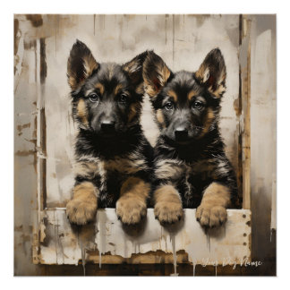 Poster Chiens de marionnettes allemands amicaux 002 - Rai