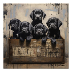 Poster Chiens de marionnettes amicaux Labrador Retriever 