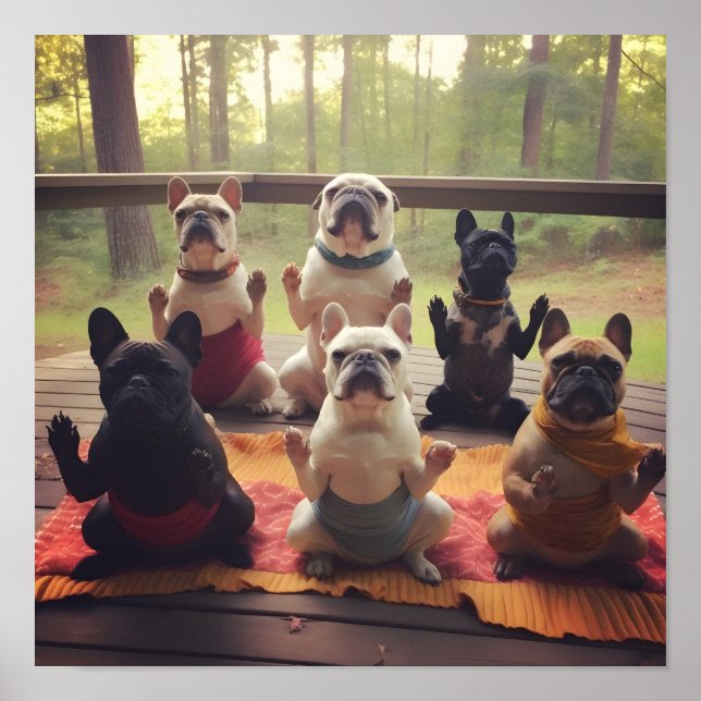 Poster Chiens faisant du yoga imprimé numérique (Devant)