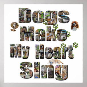 Poster Chiens Font Mon Coeur Chanter Logo,