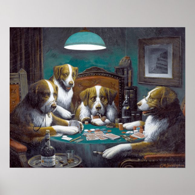 Poster Chiens jouant au poker Cassius Marcellus Coolidge  (Devant)