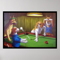 Chiens Jouant Pool - Hors de la table