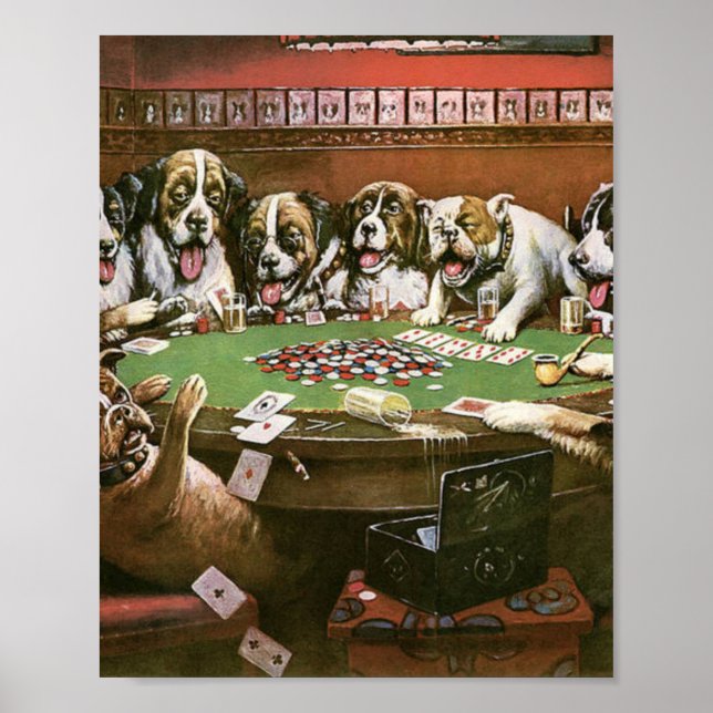 Poster Chiens Jouer Poker Sympathie - Cassius Coolidge (Devant)