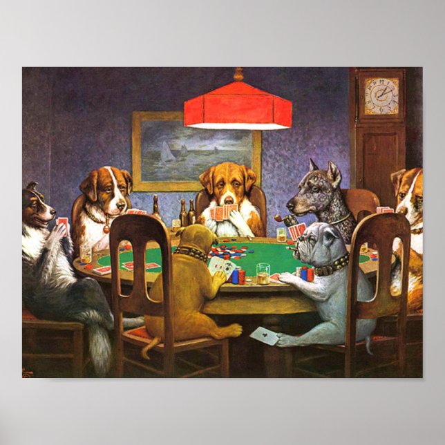 Poster Chiens Jouer Poker Un Ami Dans Le Besoin (Devant)