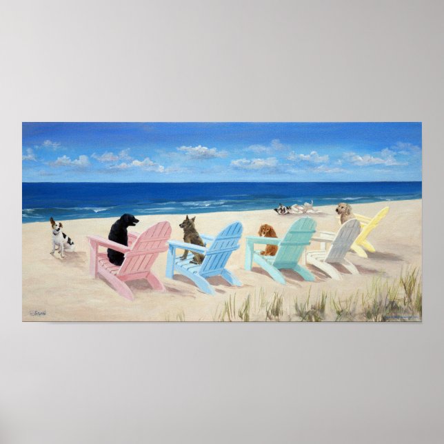 Poster Chiens sur chaises longues (Devant)