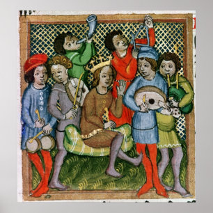 Poster Chiffre couronné posé entouré par des musiciens