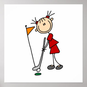 Poster Chiffre femelle golfeur de bâton