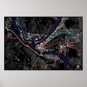 Poster Chiffre léger la terre de rail de Pittsburgh