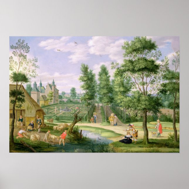 Poster Chiffres dans les motifs d'une maison de campagne (Devant)