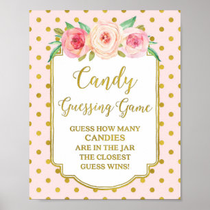 Poster Chiffres d'or rose Candy Guesser Jeu Signe