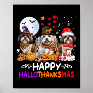 Poster Chih Tzu Chien Noël Joyeux Hallothankmas Thanksg