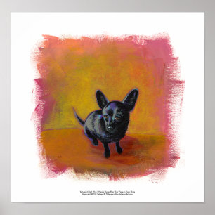 Poster Chihuahua art mignon chien noir peinture originale