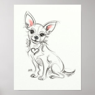 Poster Chihuahua Art print   Croquis rapide